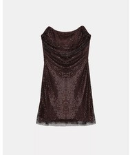 Zara Burgundy Strapless Sequin