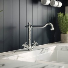 Traditional French Kitchen Sink Mixer Tap Classic Brushed Nickel Swivel Spout