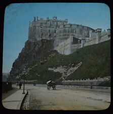 EDINBURGH CASTLE FROM THE SOUTH SCOTLAND C1890 TINTED Magic Lantern Slide PHOTO