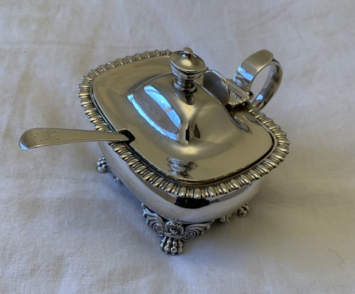 Antique silver mustard pot - silver, by
