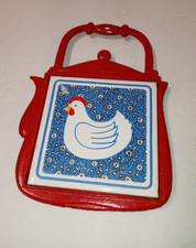 Vintage Red Cast Iron Trivet