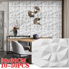 3D PVC Wall Panels 30cm Decorative`Ceiling Tiles Wallpaper Cladding White Tiles
