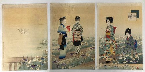 Shuntei woodblock print - woodblock,