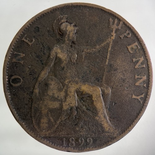 1899 victoria one penny coin - 1899,
