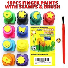 11PCS Kids Finger Painting Set Fun Stamps Blocks Brush Non Toxic Washable Paint