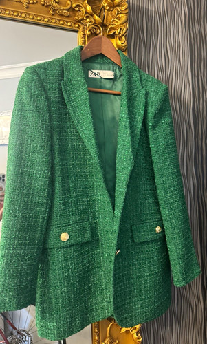 Zara women green tweed - zara,