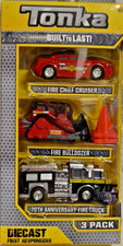 Tonka BUILT TO LAST! DIE-Cast 3 Pack Command Vehicle, Bulldozer, Fire Engine