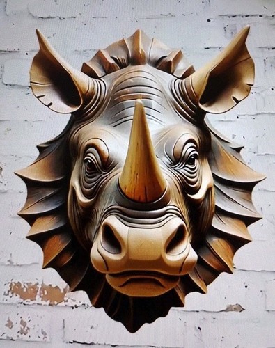 Rhino head rustic - 2d,