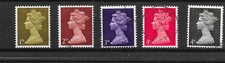 GB QEII  SG723-744 PRE-DECIMAL MACHINS, 5 values, with MISSING PHOSPHOR. G.USED
