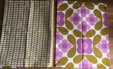 Set 2 Housewife Pillowcases Made W/ Orla Kiely Tile Flower & Tiny Stem Moss New