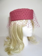 VINTAGE KANGOL DUSKY PINK SOFT PILLBOX HAT FACE VEIL FORMAL LADIES WEDDING RACES