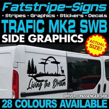 to fit RENAULT TRAFIC SWB MK2 LIVING THE DREAM GRAPHICS STICKER DECAL CAMPER VAN
