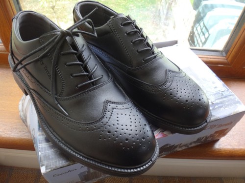 Black leather brogue safety - black,