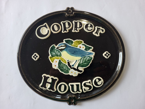 Ceramic house sign copper - ceramic,