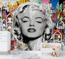 3D Graffiti Marilyn Monroe Self-adhesive Removeable Wallpaper Wall Mural