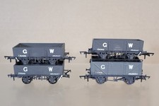 COOPER CRAFT HORNBY SLATERS KIT BUILT RAKE of 4 GWR GREY OPEN PLANK WAGON om