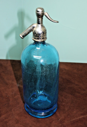 Antique blue glass seltzer - glass,