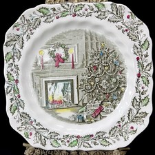 Johnson Brothers MERRY CHRISTMAS Square Salad/Dessert Vintage 7.5” Plate