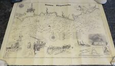 Vintage Sussex Coastal Shipwreck Map