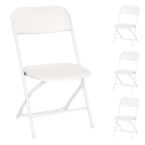 White plastic folding chairs - plastic,