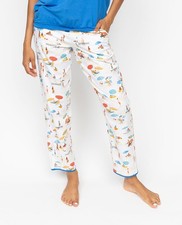 Cyberjammies Pyjama Pants Cotton Modal Women Sandy White Beachscape PJ Pants
