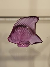 Lalique Glass Fish In Dark Pink - Perfect Condition No Box
