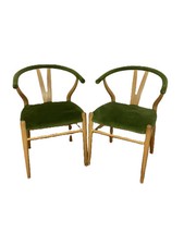 2 x Green Velvet Wishbone