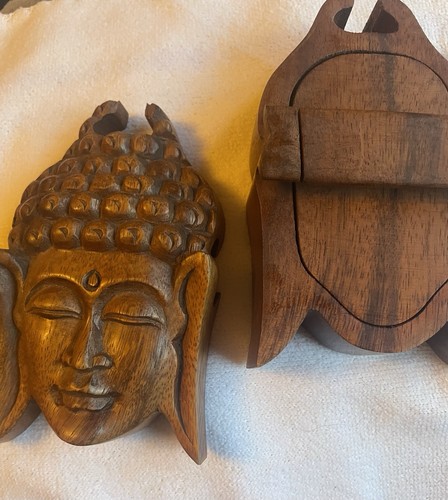 Buddha wooden face puzzle box - buddha,