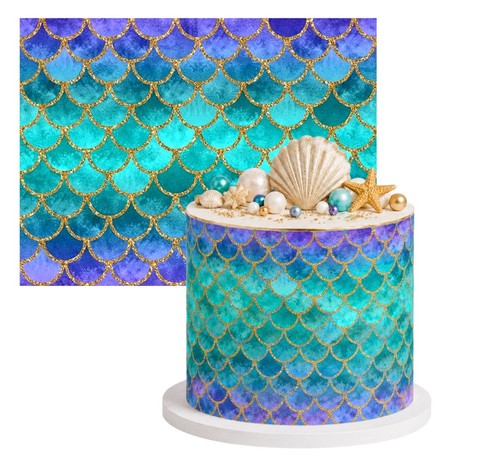 Mermaid scale cake wrap icing - scale,