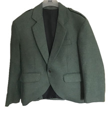 Men's Moss Green Tweed Herringbone Kilt Jacket by Clan - Size 40