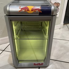 Red Bull Mini Fridge Lighted Cooler RB-GDC ECO LED With Locking Case/stand used
