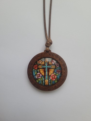 Wooden cross necklace - wooden,