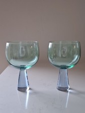 2 Green & Blue Glasses Wine Gin