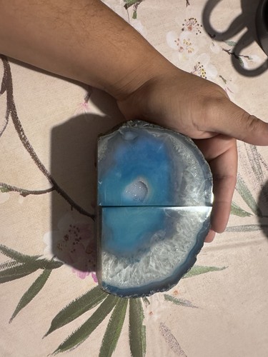 Blue gray agate geode stone - blue, agate/geode