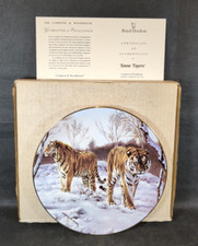Royal Doulton Plate~SNOW TIGERS ~ "Tigers of the World" Collection ~ Boxed & COA