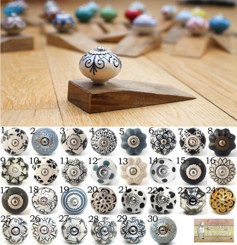 Ceramic door knob wooden - ceramic, on