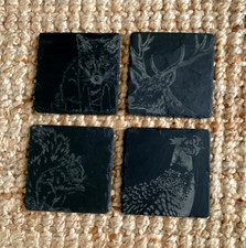 The Just Slate Company Set of 4 Woodland Country Animals 4x4 Inch Coasters