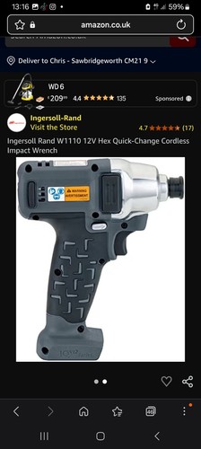 Ingersoll rand 12v impact - 1/4",