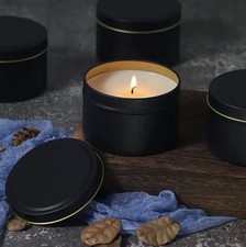 24 Pcs Empty Black Candle Tins