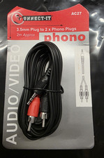 3.5mm Stereo Jack to 2 RCA Phono Plugs Audio Cable 2M  AC27