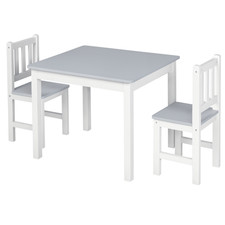 HOMCOM Kids Table and 2 Chairs Set 3 Pieces Toddler Multi-usage Desk Indoor Grey
