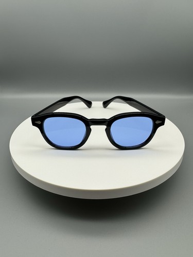 Moscot style black blue lenses - black,