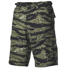 MFH Mens Bermuda US BDU Hiking Cargo Shorts Cotton Ripstop Tiger Stripe Camo