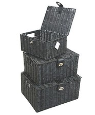 Black Resin Woven Hamper