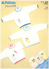 Patons Knitting Pattern Copy C3489 Baby Sweaters DK with Motifs 16–22” Fairytale
