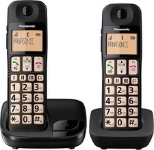 Panasonic KX-TGE112E Big Button Twin DECT Cordless Telephone Nuisance Black New