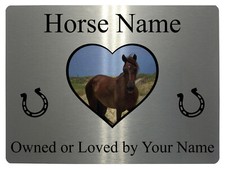016 Personalised Horse Name Photo Metal Aluminium Plaque Sign For Stable Door