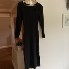 Primark Black Ribbed Knitted Midi Maxi Dress Size L