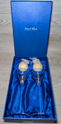 Avoca blue glass candlestick - avoca,