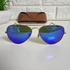 Ray-Ban RB3025 Aviator Large Metal 112/17 58-14 3N Mirror Gold Blue Sunglasses 